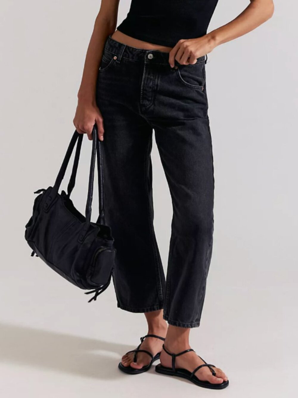 Free People We the Free Deep Trance High-Rise Dropped Barrel Jeans in Black, 26 - Picture 4 of 12